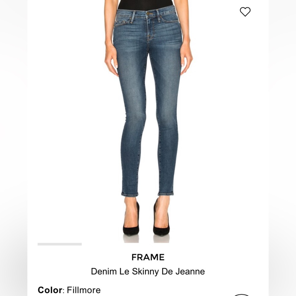 Frame Denim Le Skinny de Jeanne in Fillmore Blue Wash Size 24 - Picture 4 of 17